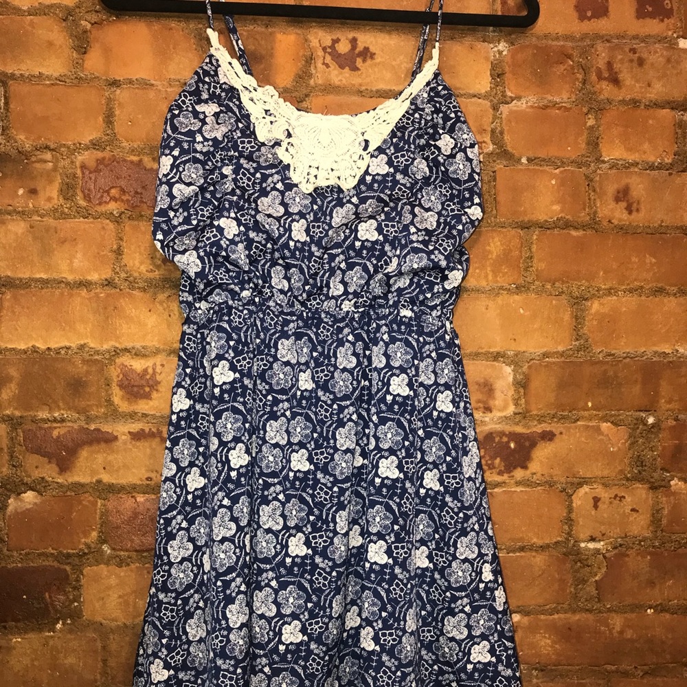Navy Blue/White Flowered Sundress by Peppermint